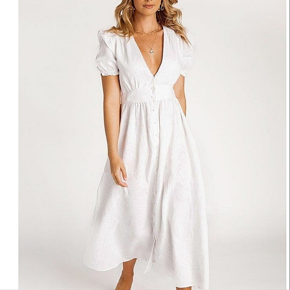 DISSH Dresses & Skirts - DISSH White Linen Dress size 12